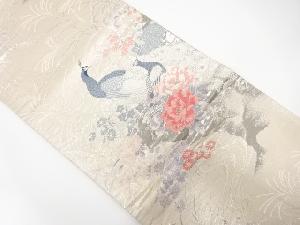 アンティーク　孔雀に花模様織り出し袋帯(材料)